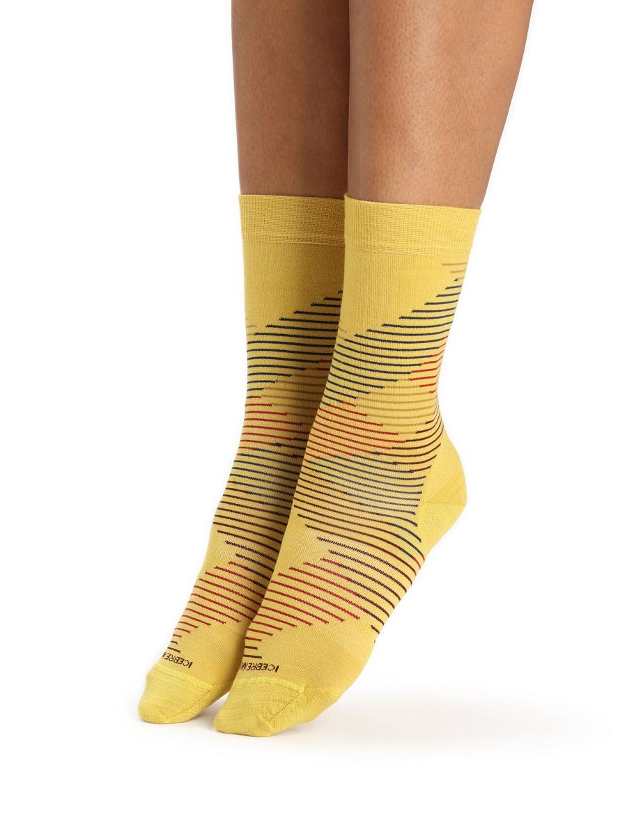 Silent Gold / Clove Icebreaker Merino Lifestyle Fine Gauge Crew Dashes Women's Socks | AU 1411OKIR